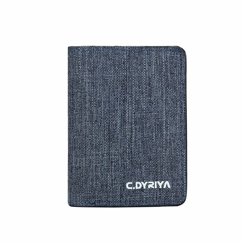 Carteira curta de lona bifold para homens e mulheres, porta-moedas multiúso, porta-cartão de crédito com zíper de bolso múltiplo, portátil