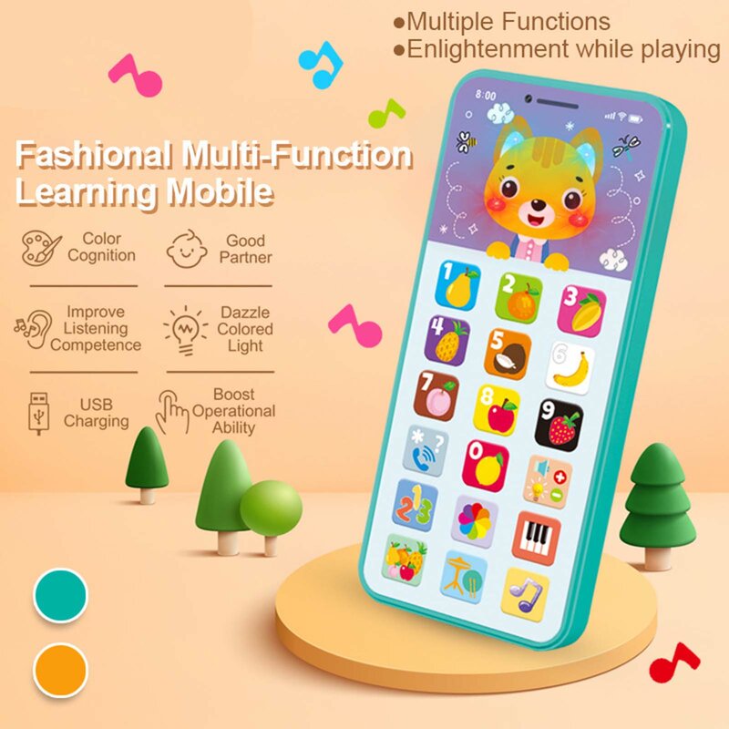 Baby Phone Toy Music Sound Telephone Toys Multifunctional Numbers English Kids Enlightenment Toys for Kids Boys Girls Birthday
