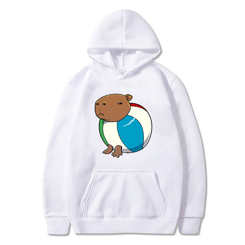 Capibara Astronaut Print Hoodies Kawaii Capybara Strandbal Grafisch Unisex Pullover Mode Cartoon Patroon Man/Vrouwen Sweatshirt