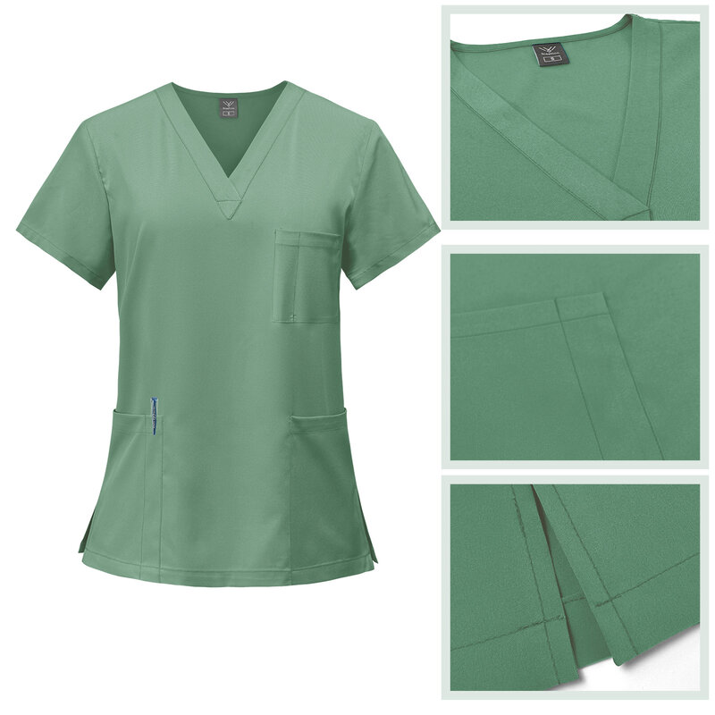 Modna biała mundurki szpitalne pielęgniarka kosmetyczna Salon dentystyczny ubrania robocze własne LOGO mundur peelingi medyczne komplety Unisex