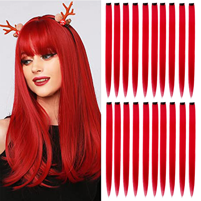 One Piece Colorful Clip In Hair Extensions 20 Inch Heat Resistant Hair Extensions