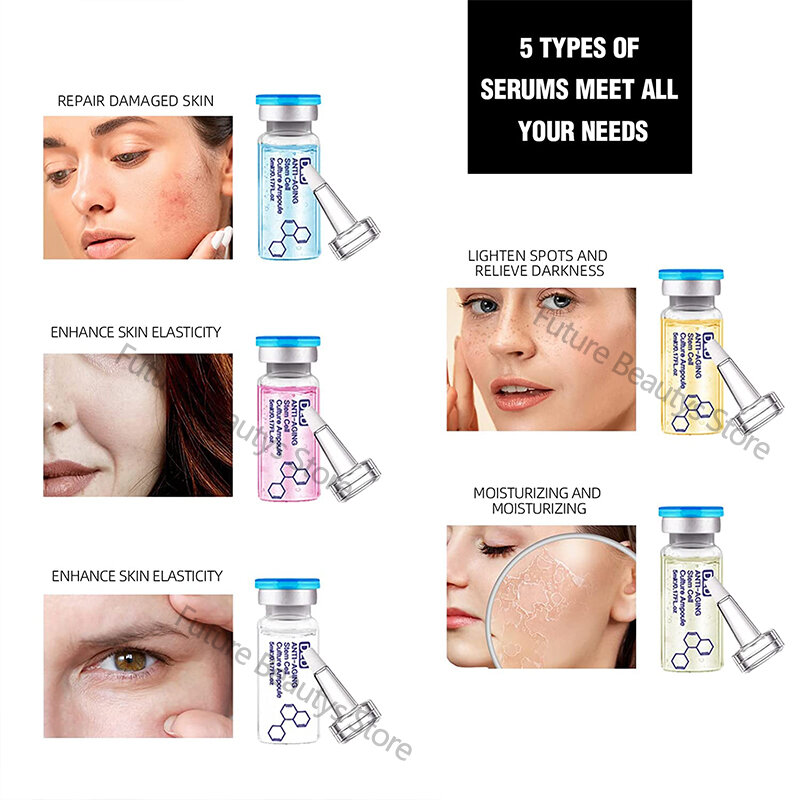 10 vials 5ml BB Cream Glow Face Skin Care Serum Essence Ampoule Kit Hyaluronic Acid Brightening Moisturizing Fine Lines Beauty