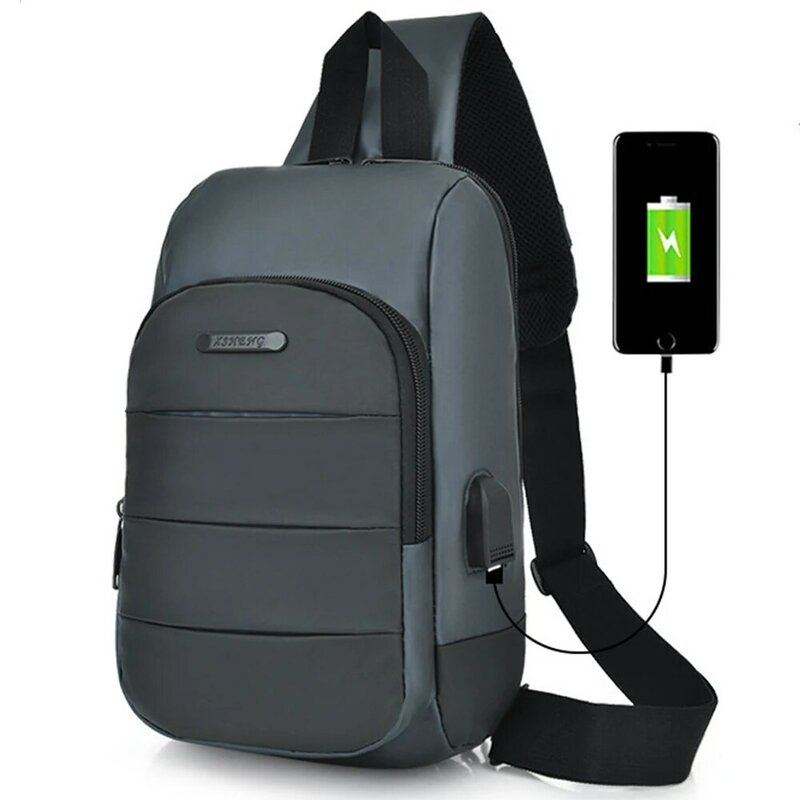 2020 męski Nylon wodoodporny USB wielofunkcyjny Crossbody torba na ramię torby torba kurierska na klatkę piersiową krótka wycieczka plecak podróżny dla mężczyzn