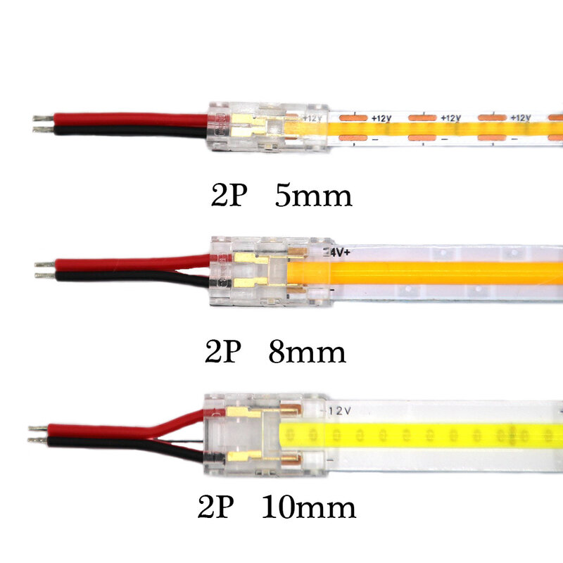 Extension sans soudure pour bande lumineuse LED RVB CCT FCOB, connecteurs de bande à fil COB, connexion 5mm, 8mm, 10mm, 2 broches, 3 broches, 4 broches