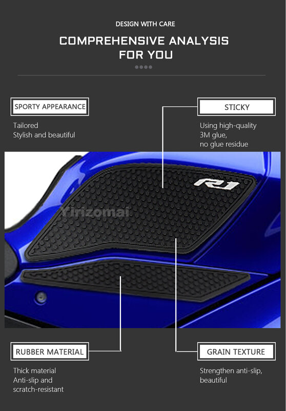 Untuk Yamaha YZF R1 R1M YZFR1 2015 -2021 2020 Aksesori Motor Bantalan Tangki Bahan Bakar Samping Stiker Pelindung Bantalan Traksi Pegangan Lutut