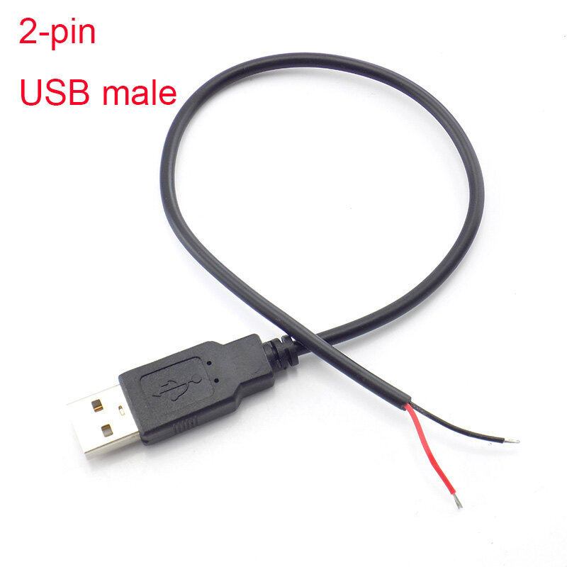USB 커넥터 수 암 케이블, 4 핀 와이어, 데이터 케이블 익스텐션 코드, 2 핀 전원 공급 장치, DIY 5V 어댑터 충전, 0.3m, 1m, 2m