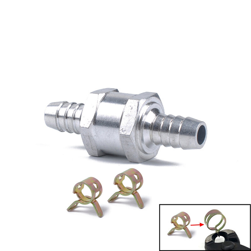 ​8mm 5/16 Inch Fuel Non Return One Way Check Valve with Clip Petrol Diesel Aluminium