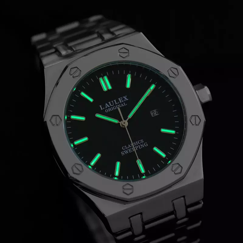 New LAULEX Luxury Gold Classic Scanning Second Men's Quartz Watch Waterproof Men's Quartz Watch Men's Luxury Brand Watch