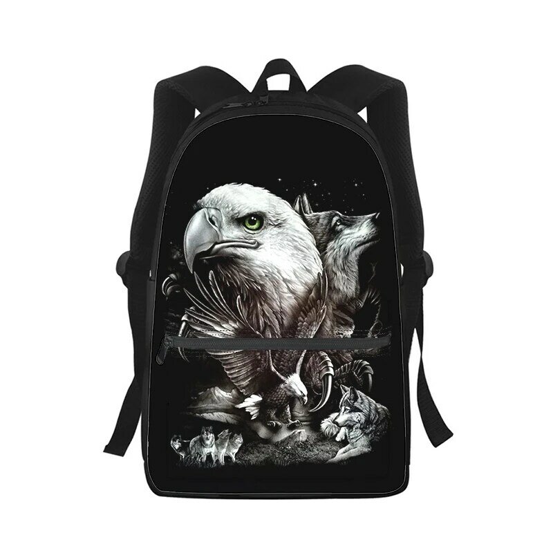 Mochila con estampado 3D de pintura de águila para hombre y mujer, bolso escolar para estudiantes, mochila para ordenador portátil, bolso de hombro de viaje para niños