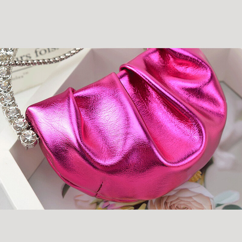 Женские вечерние мини-сумки MEDIOW, роскошная дизайнерская сумочка из искусственной кожи с флуоресцентной металлической ручкой, мозаика из искусственных бриллиантов, 2023