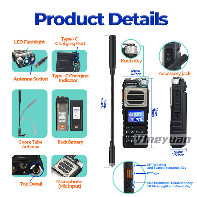 Baofeng-walkie-talkie UV-25 de 10W, Radio bidireccional de alta potencia, frecuencia de copia inalámbrica, cargador NOAA tipo C, FM de largo alcance