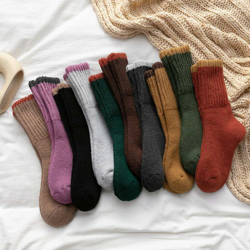 Зимний новый продукт, утолщенные женские теплые носки яркого цвета 90 г