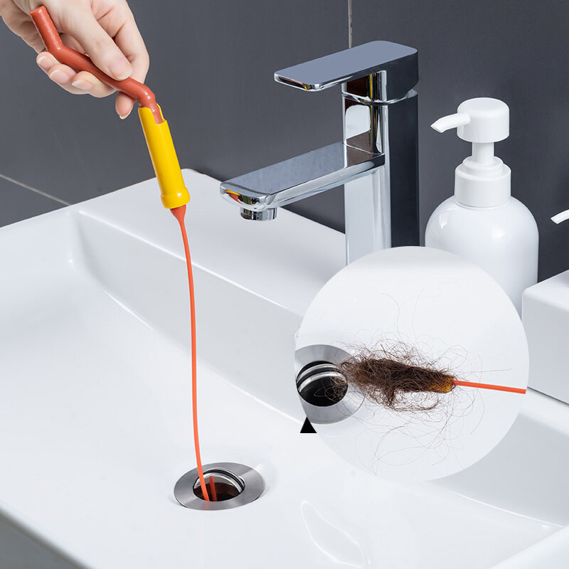 Spazzola per dragaggio tubi con manico rotante detergente per scarichi spazzola per la pulizia del lavandino per fognature per capelli sottile e flessibile strumento per la rimozione del foro della spina dell'intasamento