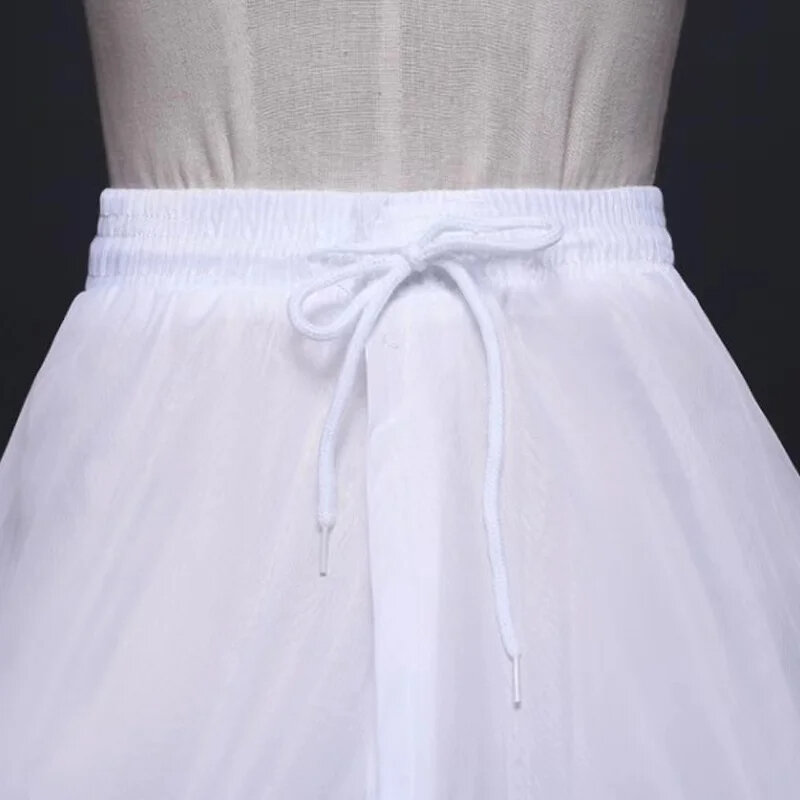 Enagua larga blanca para mujer, accesorios de boda, falda interior de graduación, línea A, 2 aros, tipo de artículo