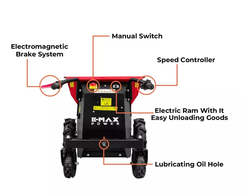 K-maxpower-minimáquina de volquete de pista pequeña, 48V, 20Ah, alimentada por electricidad, 500 KG, autocarga, aprobado por la CE