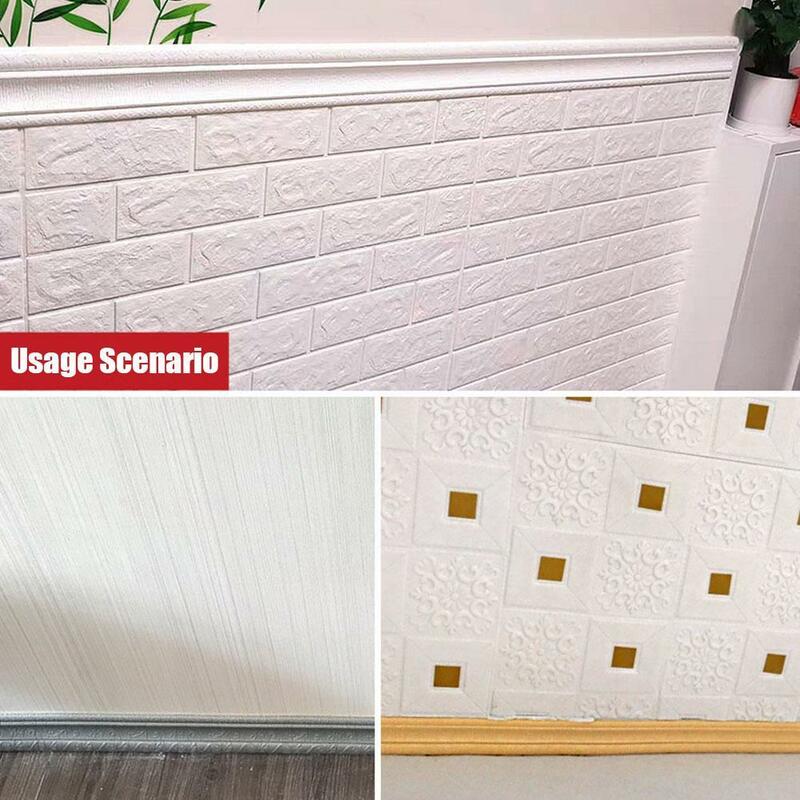 1pcs 3D Wall Trim Line Skirting Border Home Decor Foam Banding Edge Sticker Baseboard 230x8CM Waterproof Wallpaper Wall B6J4