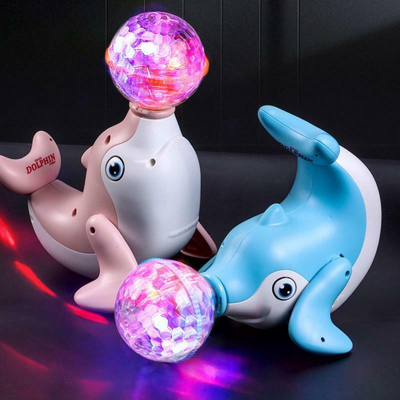 전기 돌고래 목욕 장난감, 빛나는 고래 노래 뮤지컬 완구, 어린이, 유아를 위한 대화형 장난감