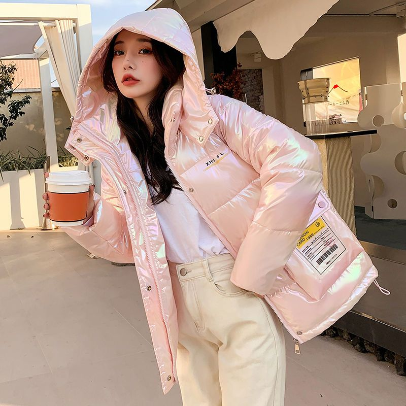 Bright Slim Down Cotton-padded Jacket Women Short 2023 New Autumn Winter Short Cotton-padded Clothe Women Loose Solid Color Coat