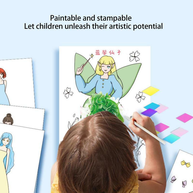Handgeschilderde Boeken Aankleden 3d Diy Cartoon Kleuring Handgeschilderd Speelgoedboek Handgeschilderd Puzzel Schilderij Materiaal Pakket Ambacht
