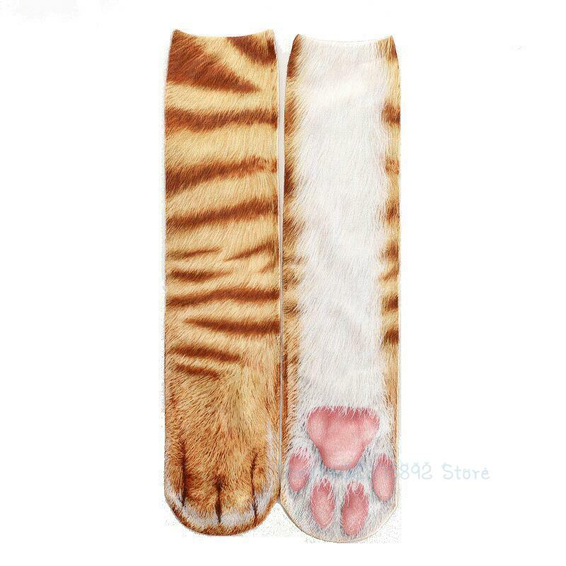 Chaussettes 3D amusantes à imprimé de patte de chat et de tigre pour Halloween et Noël, chaussettes mignonnes et amusantes pour animaux, chien, cheval, cosplay, fête léopard, 10 paires