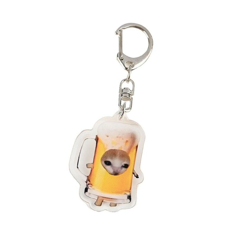 New Food Happy Keychain Cute Popular Bookbag Chain Link Gifts Hanger Funny Fashion Bag Accessories Z1k4