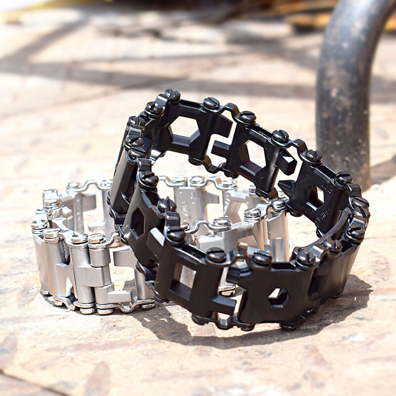 Multifunctional Bracelet Stainless Steel Men's Outdoor Tool Bracelet 29 in 1 Bracelet European and American Couple Watch Strap