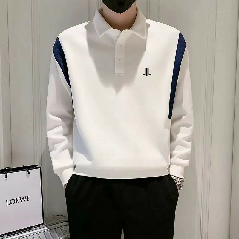 Kaus Polo Golf pria, atasan olahraga Golf ukuran besar longgar Musim Semi dan Gugur 2024 untuk luar ruangan bisnis kasual pria
