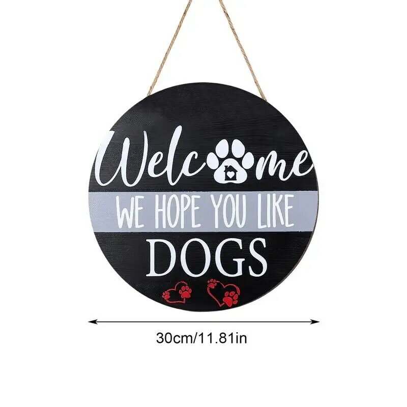 Round Wood Sign for Pet Welcome Door, fazenda rústica, decoração ao ar livre do cão, arte da parede para Bar, quarto, sala de estar