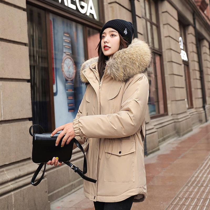Abrigo cálido de lana de piel Artificial para mujer, chaqueta con capucha gruesa, abrigo informal Parker, moda de invierno, nuevo