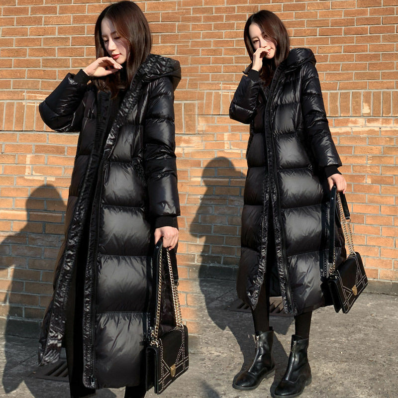 Jaket Down wanita musim dingin, mantel panjang berkerudung bantalan katun parka hangat kualitas tinggi 2023