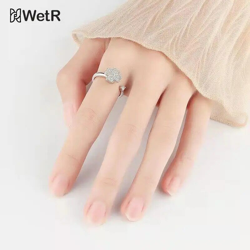 Obrotowe kwiatowy pierścień dla kobiet pierścionki obrotowe biżuteria otwierana regulowana prezent dla dziewczyny
