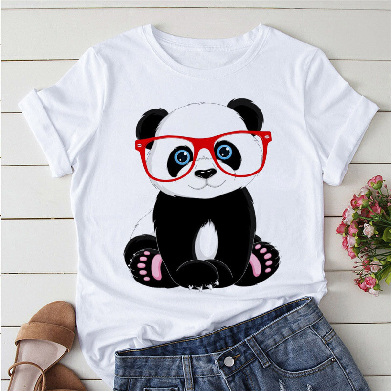 Summer Tshirts Cartoon T Shirt Women Kawaii Panda Yoga Print Graphic T Shirts  Oversized T Shirt  Aesthetic Clothes
