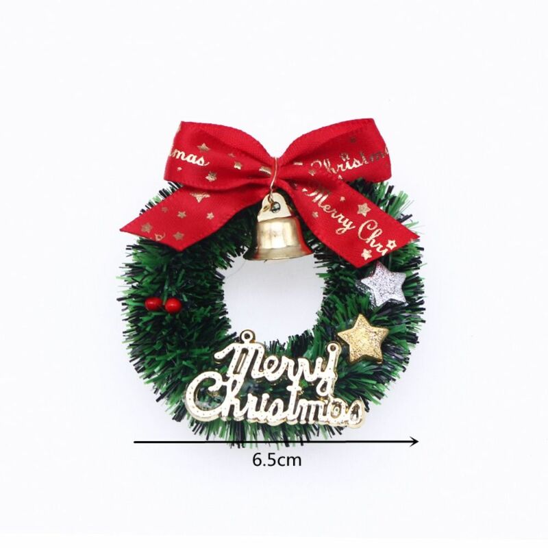 Green Red Christmas Wreath New Plastic Polyester Five Pointed Star Miniature Scene Mini Dollhouse Door Decor Christmas