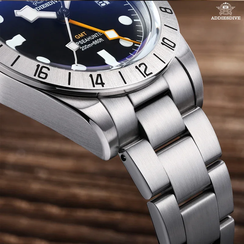 ADDIESDIVE Top Brand 39mm quarzo GMT orologi 200m Dive luminoso Bubble Mirror Sport Glass Watch per uomo AD2035 Relogio Masculino