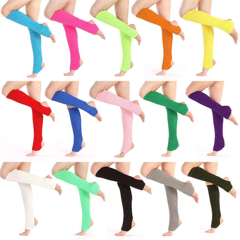 1Pair Knitted Leg Warmers Boot Socks For Women Body Cover For Gym Fitness Dance Sports Protection Winter Warm Solid Yoga Socks