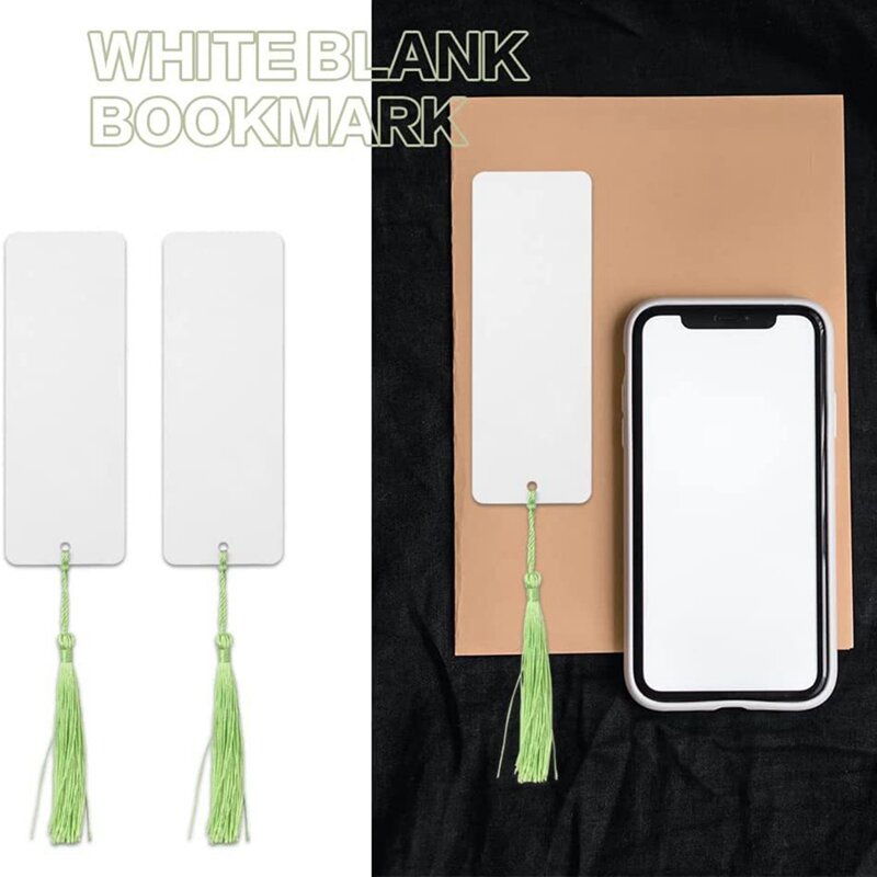 Heat Transfer Blank Bookmarks com Buraco, Borlas Coloridas para Artesanato, DIY, 80Pcs