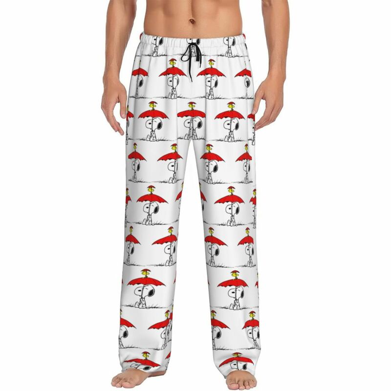 Персонализированные Мультяшные анимационные пижамные штаны Snoopy Woodstock, одежда для сна для мужчин, эластичный пояс, аниме, штаны для сна с карманами