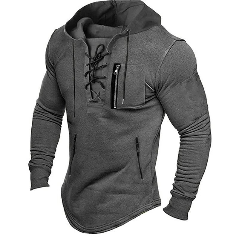Military Hooded Sweatshirt for Men  Vintage Style Outdoor Pullover  Comfortable Cotton Blend  Long Sleeve  Slim Fit