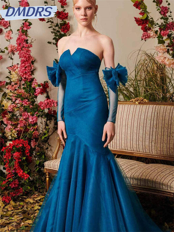 Elegant Mermaid Evening Dress 2024 Classic Strapless Gowns Simple Satin Prom Party GownsVestidos De Novia