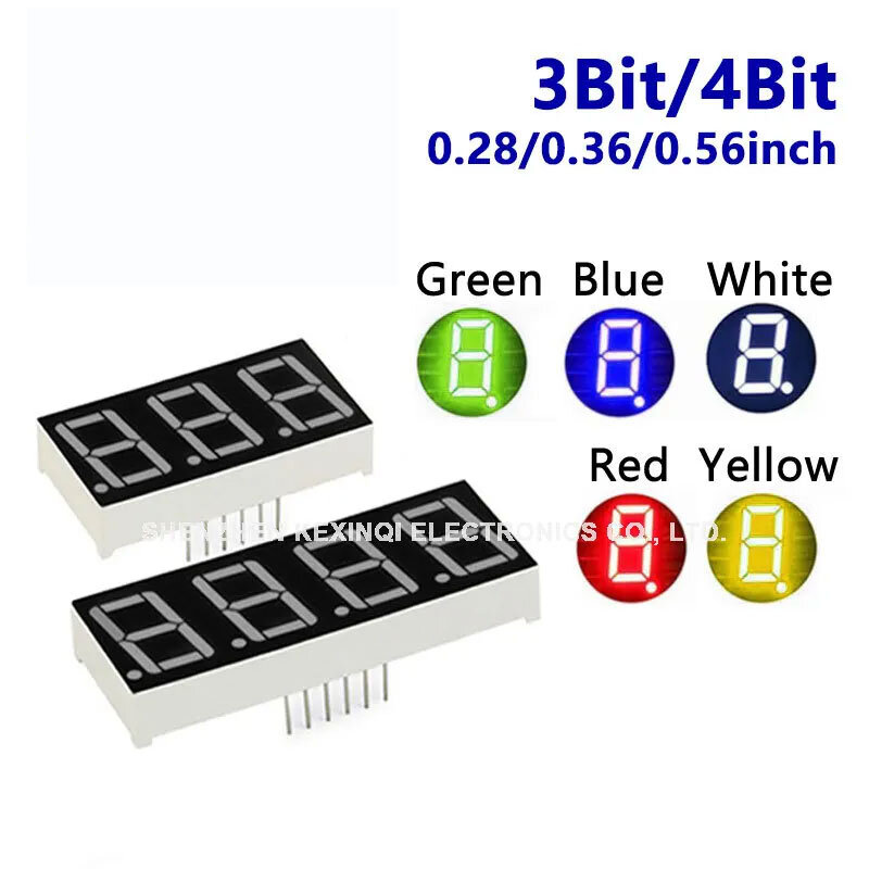 10 buah putih tampilan digit LED 0.28 inci 0.36 inci 0.56 inci 3bit 4bit anoda layar 7-segmen tabung Digital LED
