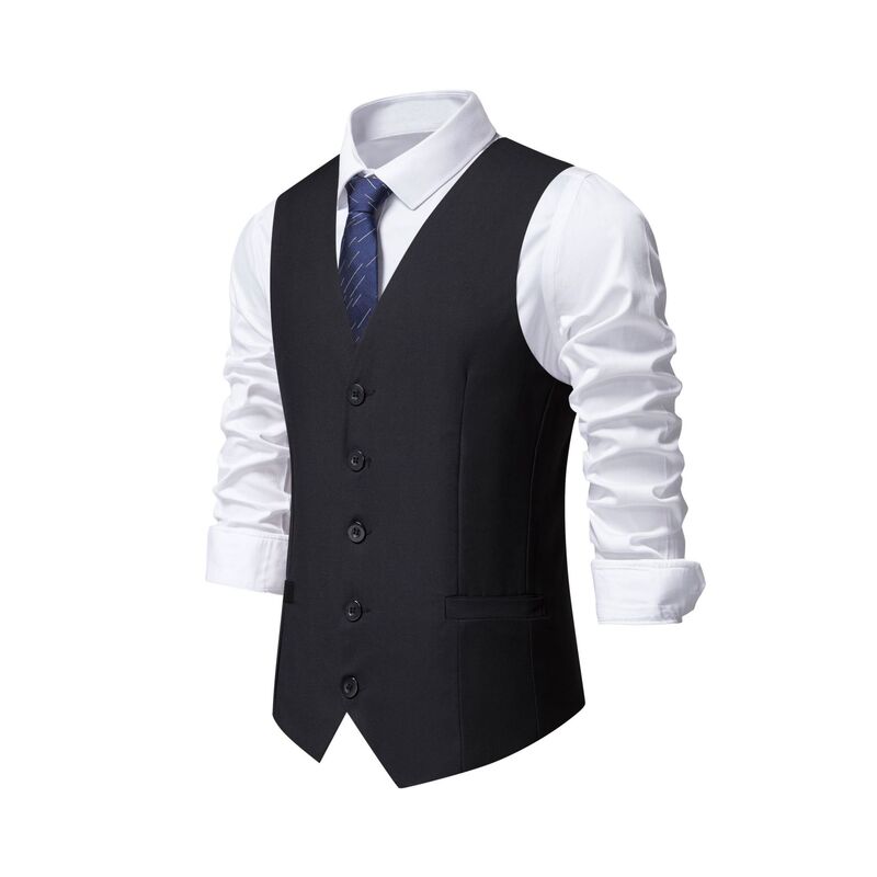 Colete listrado preto masculino, terno de negócios britânico, roupa formal profissional de padrinho, primavera e outono, Y42