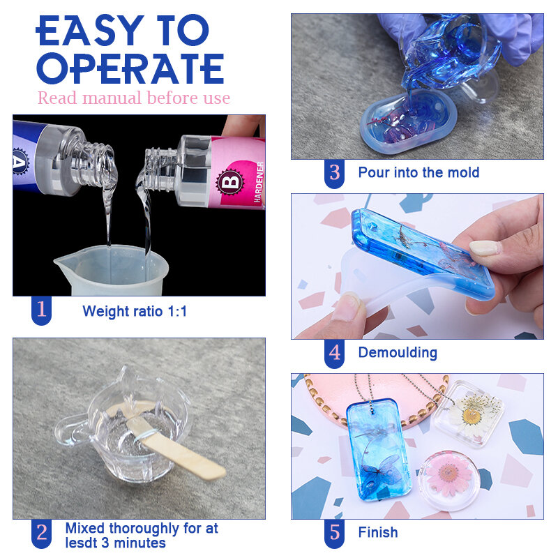 Kit de resina epoxi transparente, suministros de Arte de alto brillo y burbujas para revestimiento y fundición artesanal, fabricación de joyas DIY, 1:1
