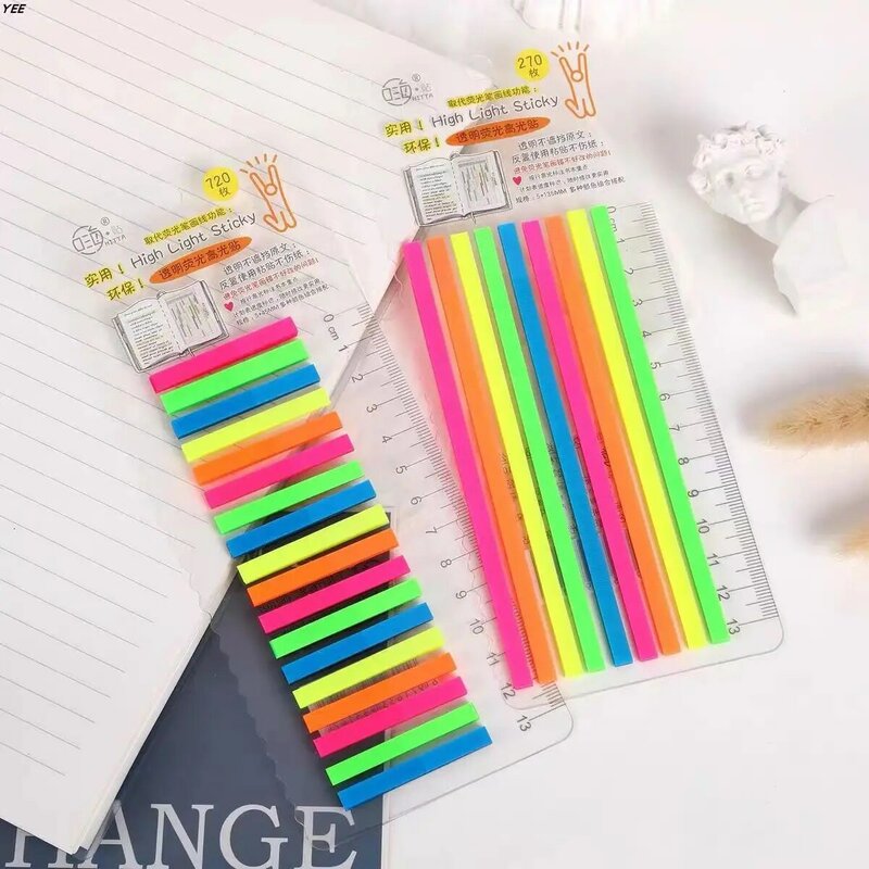 270/720 Sheets/Pc Stickers Transparent Fluorescent Index Tabs Flags Sticky Note Stationery Children Gifts School Office Supplies