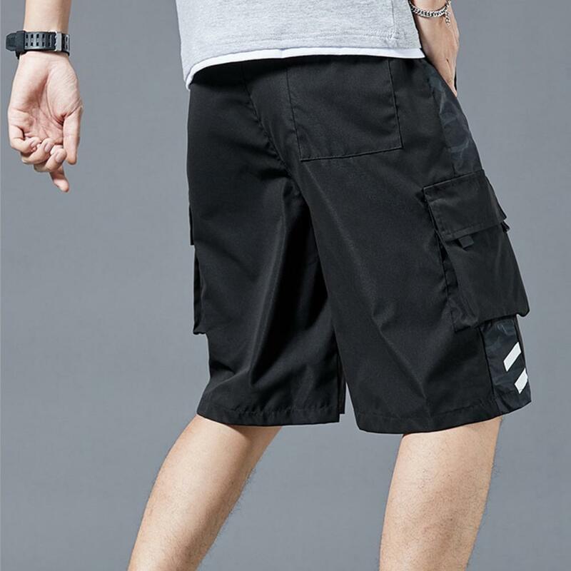 Modne kieszenie z nadrukiem z szerokimi nogawkami szorty Cargo dla mężczyzn letnie luźne szorty do biegania sportowe męskie шорты мужские