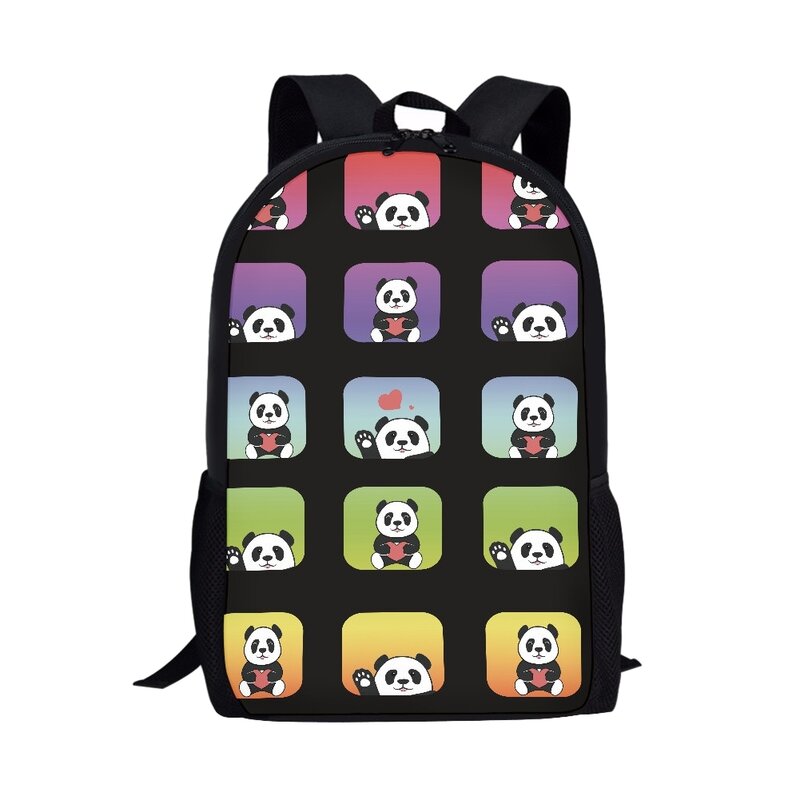 Adorável Cartoon Panda Design School Bag, mochila infantil, grande capacidade, mochilas para animais de girassol, mochilas escolares, meninas, adolescentes, 16"