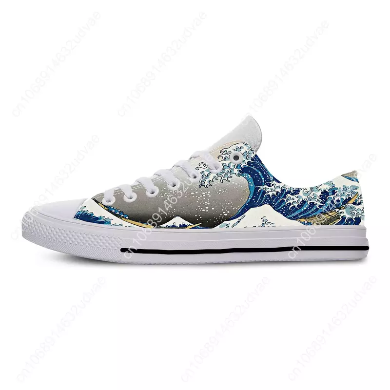 Hokusais-zapatillas de deporte The Great Low Top para hombre y mujer, zapatos informales de lona para correr, zapatos ligeros transpirables con estampado 3D