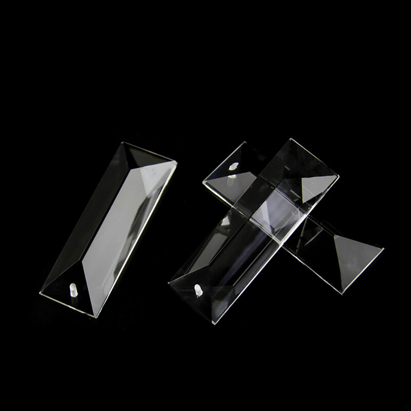 Przycinanie trójkąta 1 sztuka krystalicznie czyste pryzmat w 1 otwór/2 otwory szklane żyrandole zawieszki części szklana lampa spadek wisiorki
