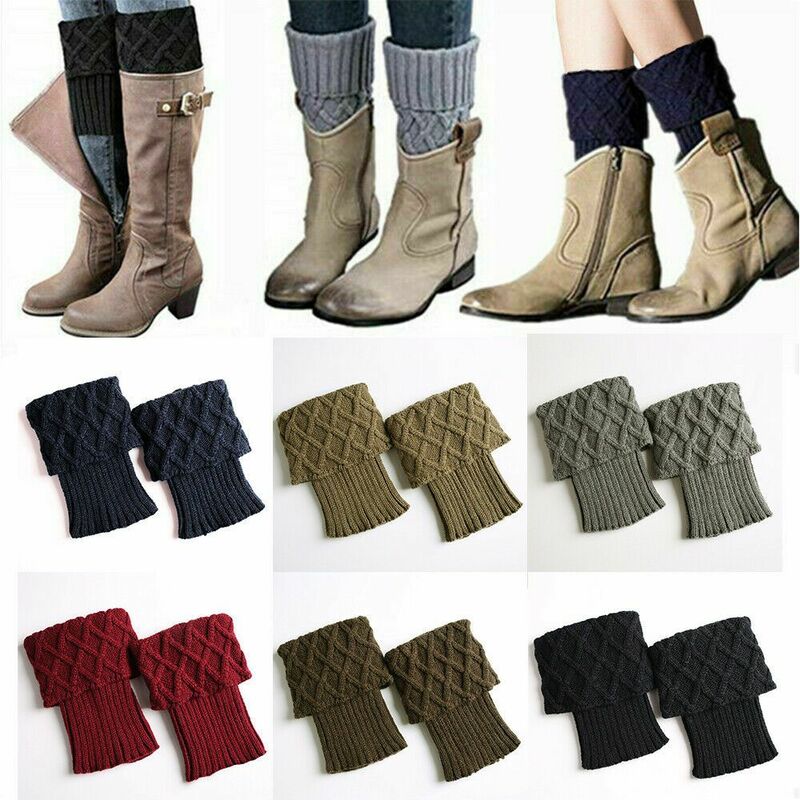 Ladies Short Leg Warmers Crochet Cuffs Ankle Toppers Knitted Trim Boot Socks