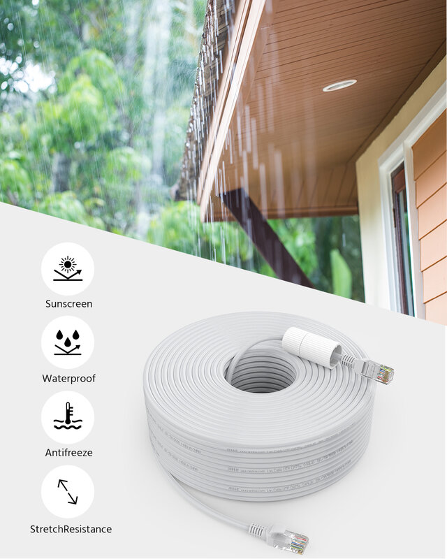 ANNKE 1PC 30M CAT6E 4K-Rated Video POE Ethernet Cable 100ft Internet High Speed Network Cable for PoE Security IP Cameras