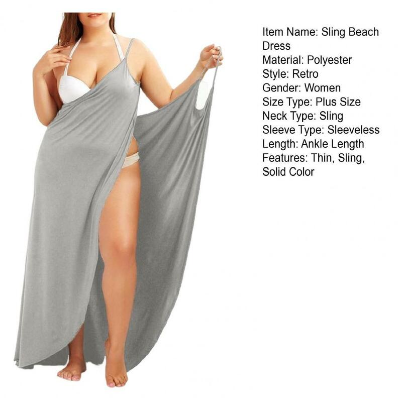 Однотонное пляжное платье, стильная женская Пляжная накидка, платье с регулируемыми лямками, дизайнерское солнцезащитное летнее платье